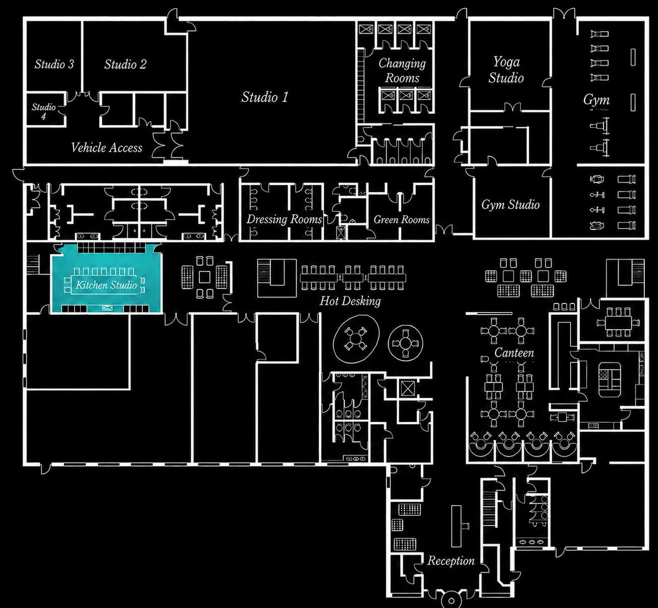 Floorplan with the kitchen highlighted