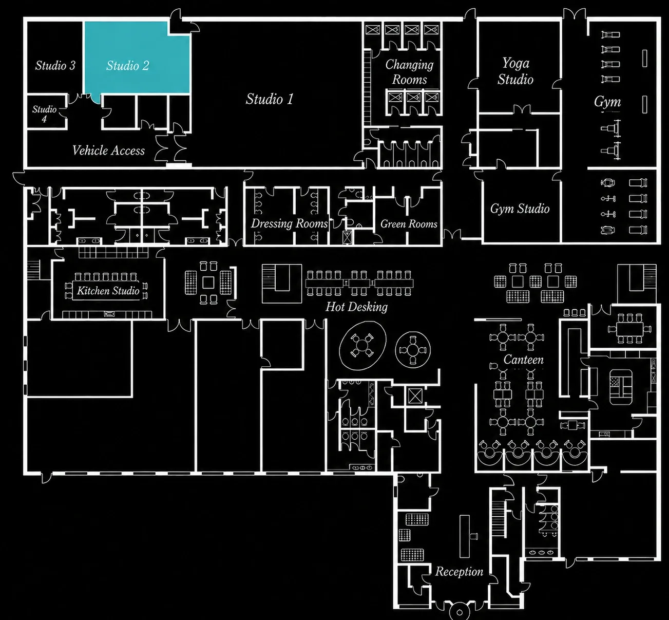 Floorplan with Studio 2 highlighted