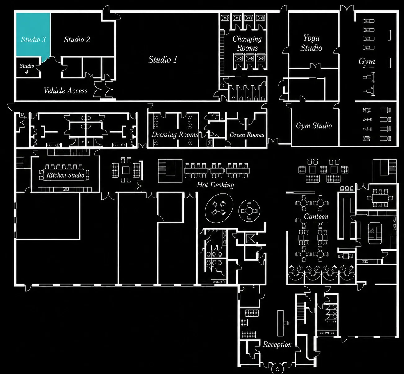 Floorplan with Studio 3 highlighted