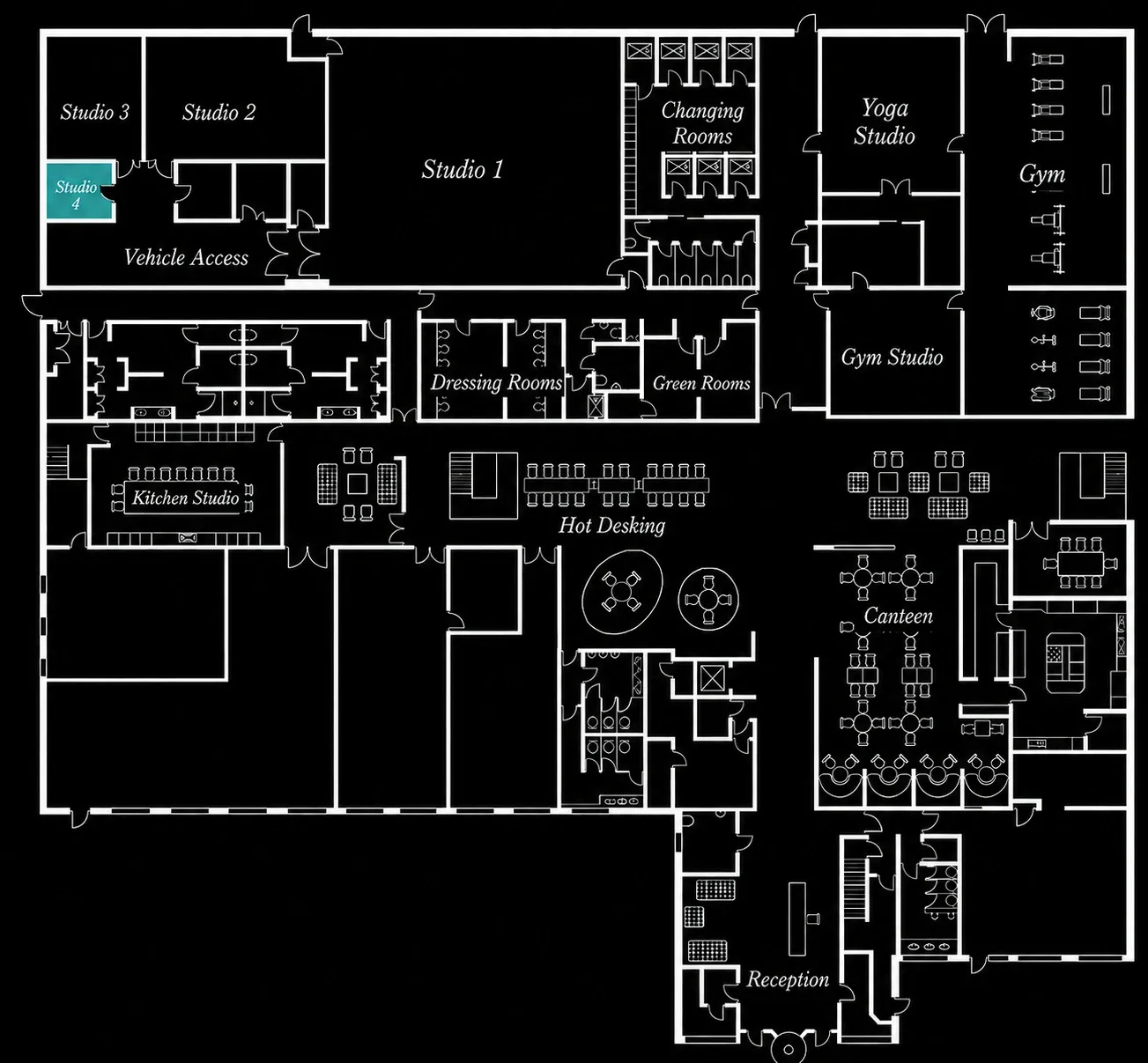 Floorplan with Studio 4 highlighted