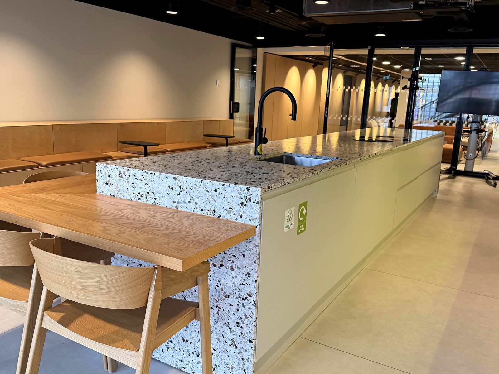 Counter seating at the island